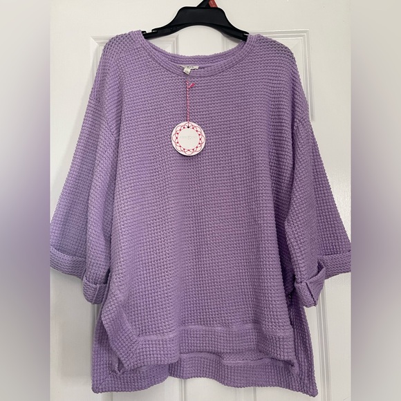 Umgee Tops - Umgee Lavender Waffle Knit Top
